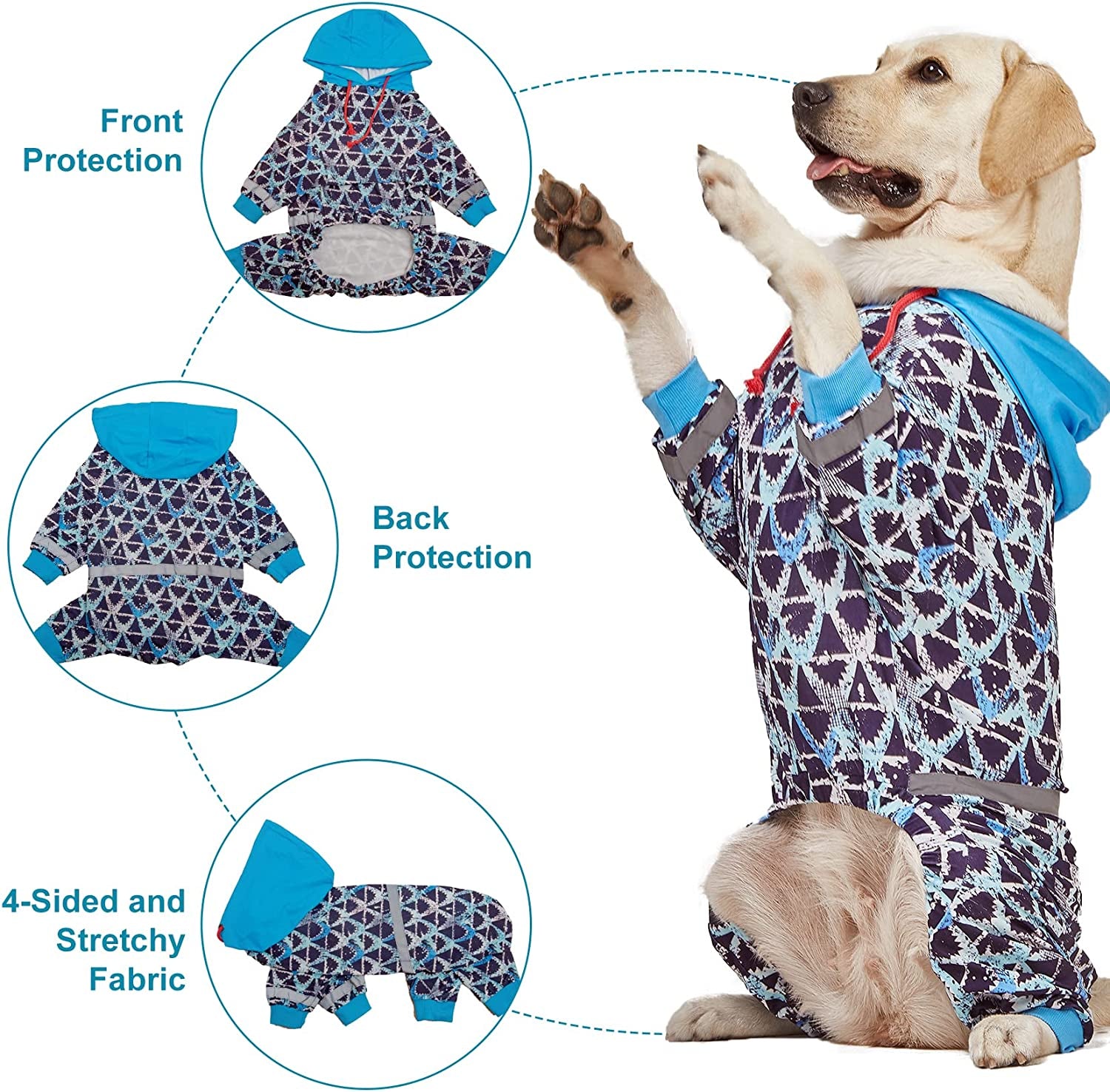 Lovinpet Large Pitbull Dogs Onesies - Wound Care/Post Surgery Dog Clothes,Anxiety Relief Shirt for Dogs, Large Breed Dog Jammies, Lightweight Stretchy,Reflective Stripe,Brown Shark Print, Pet Pj'S/Xl Animals & Pet Supplies > Pet Supplies > Dog Supplies > Dog Apparel LovinPet   