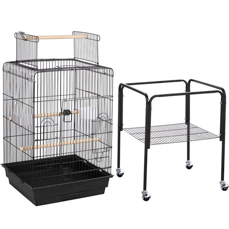 Smilemart 53.5" Metal Rolling Bird Cage with Play Top Stand, Black Animals & Pet Supplies > Pet Supplies > Bird Supplies > Bird Cages & Stands SmileMart   