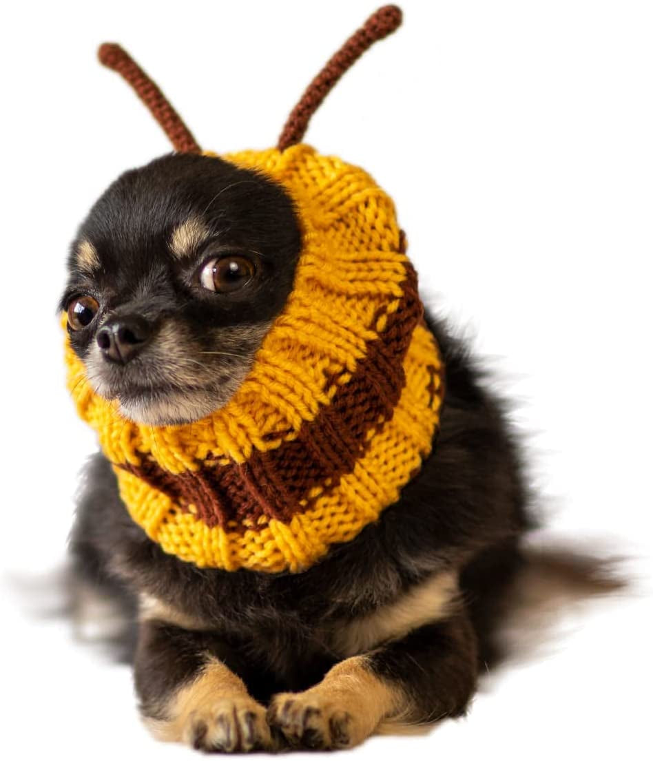 Zoo Snoods Bee Costume for Dogs, Medium - Warm No Flap Ear Wrap Hood for Pets, Bumble Bee Dog Outfit for Winters, Halloween, Christmas & New Year, Handmade Soft Yarn Ear Covers Animals & Pet Supplies > Pet Supplies > Dog Supplies > Dog Apparel Zoo Snoods   