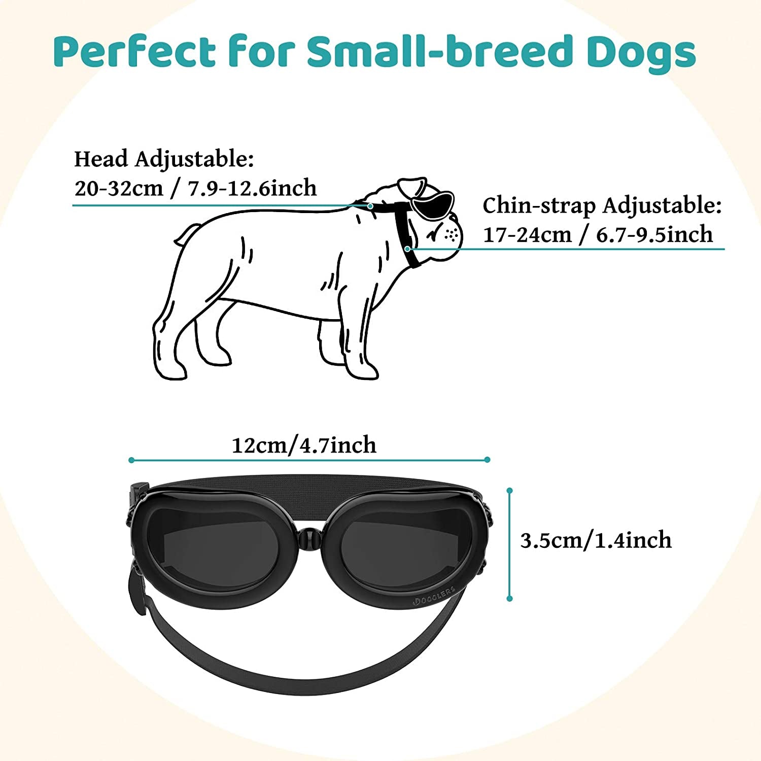 Pawaboo Dog Sunglasses, Small Dog Goggles with Adjustable Band, Waterproof Windproof Snowproof Cool Glasses for Puppy and Cat, Black Animals & Pet Supplies > Pet Supplies > Dog Supplies > Dog Apparel Pawaboo   