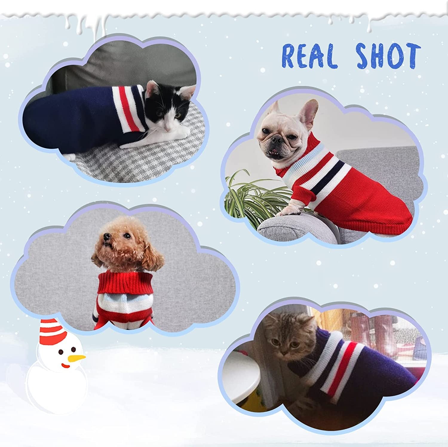 Rypet 2 Packs Striped Cat Sweater - Warm Knitted Sweater Turtleneck Cat Winter Clothes for Kittys and Small Dogs XS Animals & Pet Supplies > Pet Supplies > Dog Supplies > Dog Apparel Rypet   