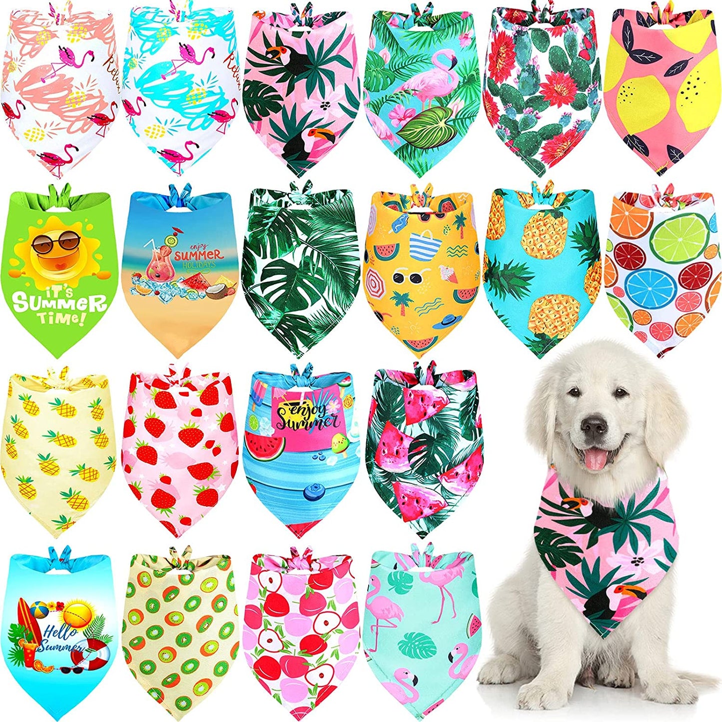 20 Pieces Summer Dog Bandanas Hawaiian Style Dog Bandanas Washable Fruit Dog Bandanas Triangle Dog Bibs PET Scarf Assortment Puppy Kerchief Accessories for Small Medium Pets Dogs Cats (X-Large) Animals & Pet Supplies > Pet Supplies > Dog Supplies > Dog Apparel Frienda Large  