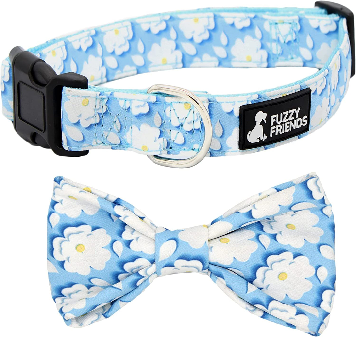 Sugar Skull and Roses Dog Bow Tie Collar with Optional Matching Leash Set. Great Dog Bow Tie for Any Occasion. One of the Most Durable Male or Female Dog Collars for Large Breeds or Small Animals & Pet Supplies > Pet Supplies > Dog Supplies > Dog Apparel Fuzzy Friends Blue Daisey Collar Large 