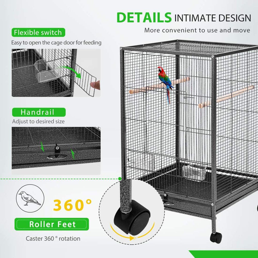 Vivohome Wrought Iron Bird Cage with Rolling Stand for Parrots, Lovebirds and Cockatiel, 30 Inch Animals & Pet Supplies > Pet Supplies > Bird Supplies > Bird Cages & Stands VIVOHOME   