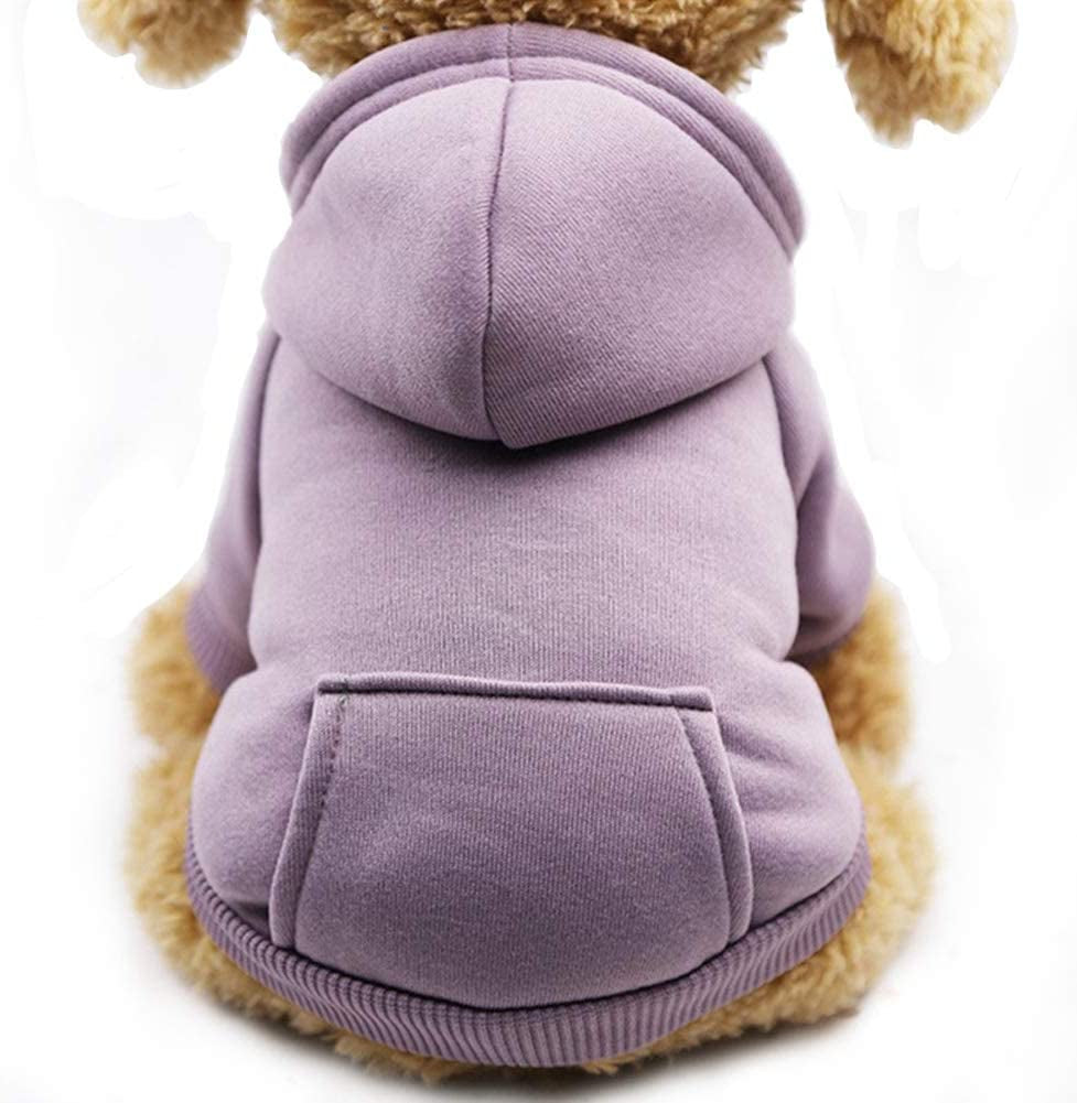 Jecikelon Winter Dog Hoodie Sweatshirts with Pockets Warm Dog Clothes for Small Dogs Chihuahua Coat Clothing Puppy Cat Custume (Medium, Orange) Animals & Pet Supplies > Pet Supplies > Dog Supplies > Dog Apparel Jecikelon Purple XX-Small 