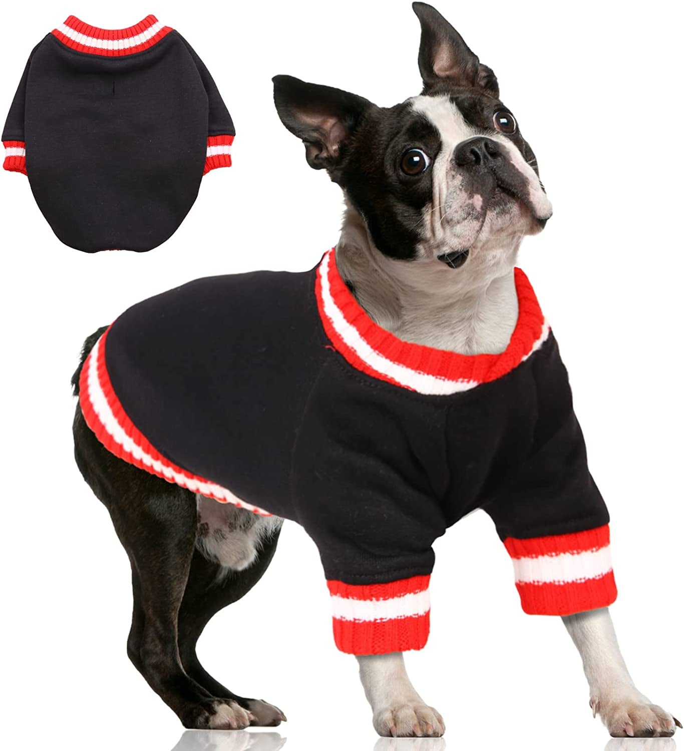 FUAMEY Dog Pullover Sweater, Dog Winter Coat Cold Weather Outfit Dog Clothes Warm Dog Jacket Small Medium Large Dog Winter Vest Easy on Puppy Boy Girl Sweater Animals & Pet Supplies > Pet Supplies > Dog Supplies > Dog Apparel FUAMEY black Medium(chest:25.2in) 