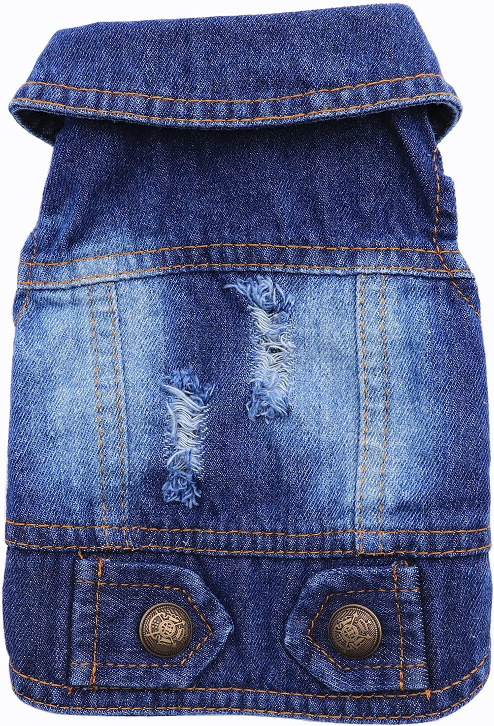 Rooroopet Pet Clothes,Dog Jeans Jacket,Cool Blue Denim Coat,Small Medium Dogs Cats, Lapel Vests Cats Classic Puppy Blue Vintage,Machine Washed Clothes Animals & Pet Supplies > Pet Supplies > Dog Supplies > Dog Apparel Rooroopet Blue Large 