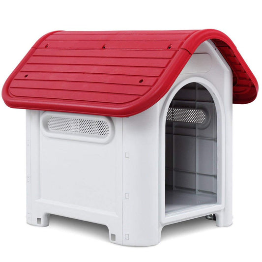 Up to 30 Lbs Waterproof Plastic Dog Cat Kennel Puppy House Outdoor Pet Shelter Red SMALL Animals & Pet Supplies > Pet Supplies > Dog Supplies > Dog Houses Magshion Red  