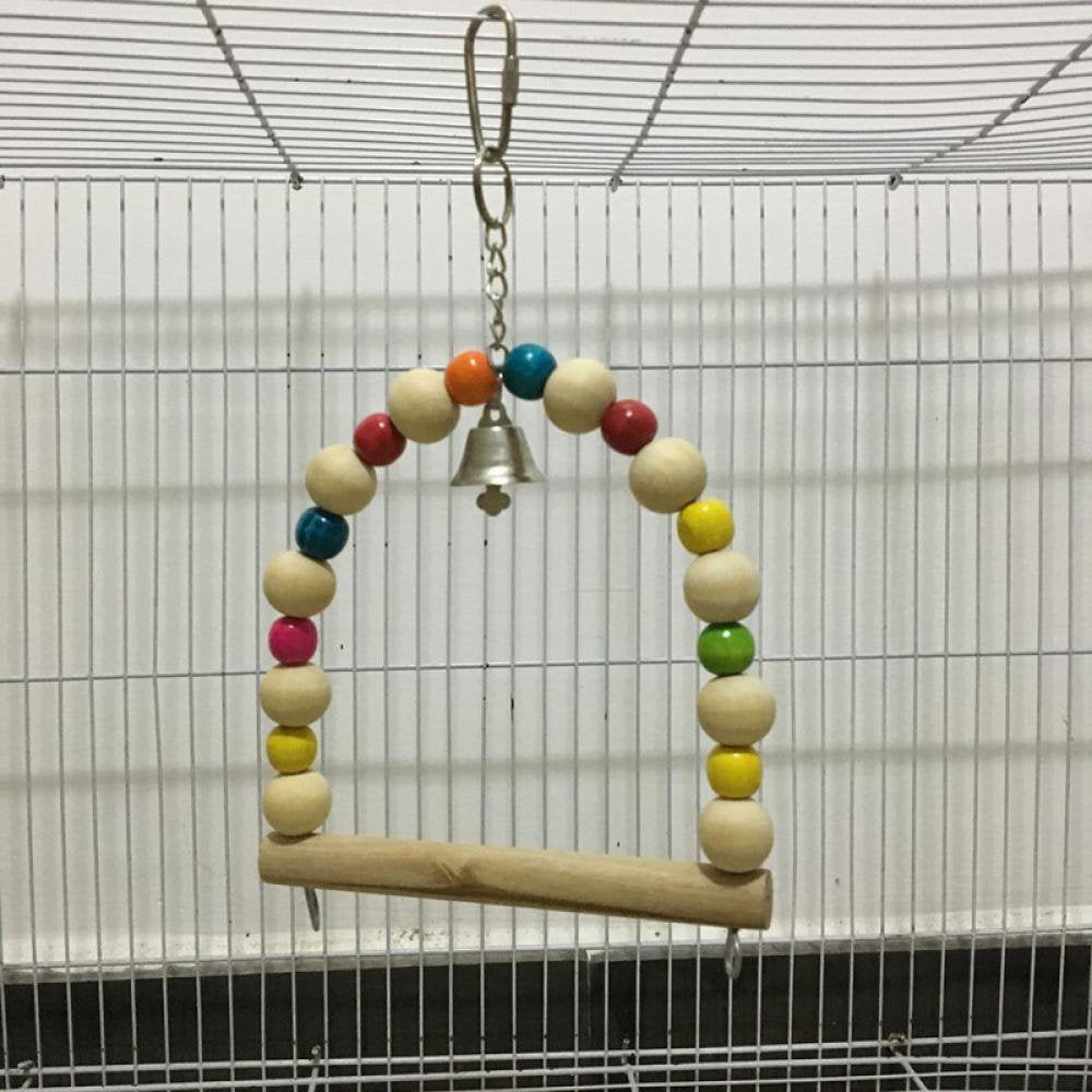 TOPWONER Parrot Swing Toys, Wooden Colorful Bird Perch Bird Cage Climbing Ladders Hanging Toys with Bell for Parakeet Cockatiel Macaw African Grey Cockatoo Lovebird Animals & Pet Supplies > Pet Supplies > Bird Supplies > Bird Ladders & Perches TOPWONER   