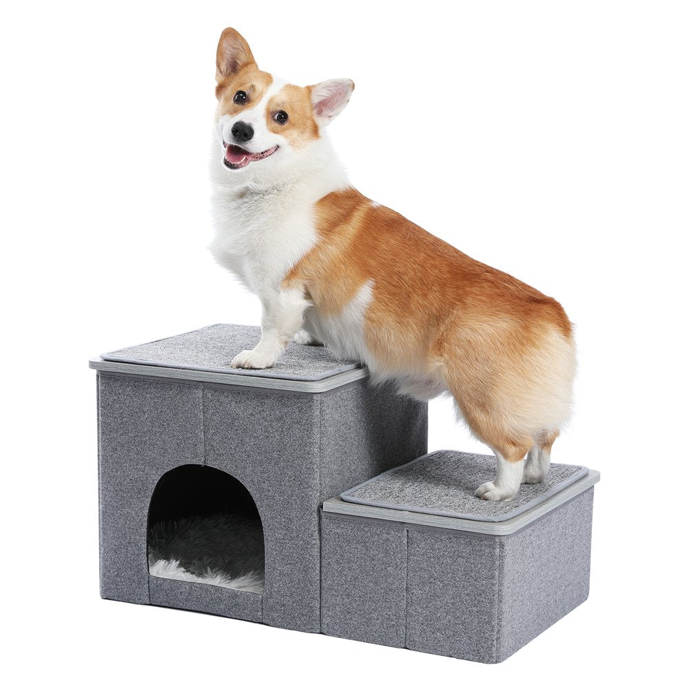 Multi-Functional Foldable Pet Stairs 2 Steps for Dogs Puppies, Dog Stairs ，Grey Animals & Pet Supplies > Pet Supplies > Fish Supplies > Aquarium Lighting Totatuit   