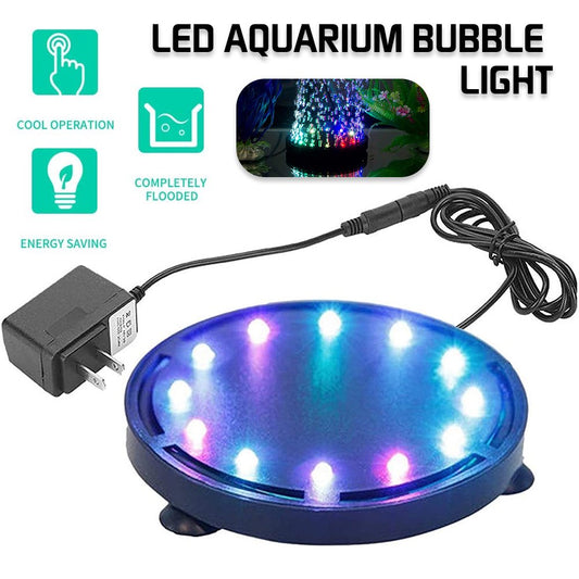LNKOO 5 Inch Aquarium Air Curtain Decoration Air Bubble Disk Lights Underwater RGB Lamp Submersible Lighting Multi-Color Changing Light for Fish Tanks (12 Leds)