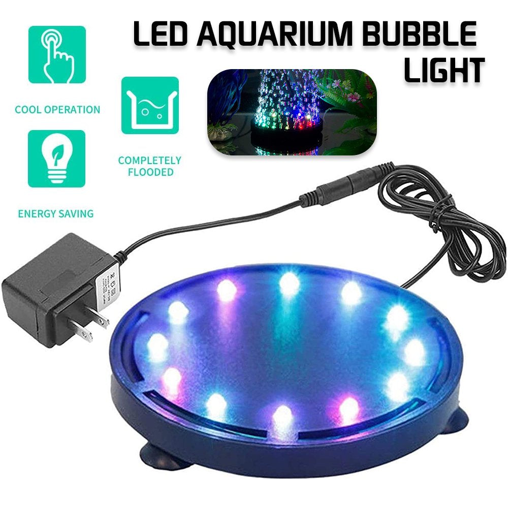 Amerteer 5 Inch 12 LED Aquarium Bubble Light Air Stone, Submersible Fish Tank Multi-Color LED Air Bubbler Light Air Bubble Stone Lamp for Fish Tanks and Fish Ponds Animals & Pet Supplies > Pet Supplies > Fish Supplies > Aquarium Lighting Amerteer   