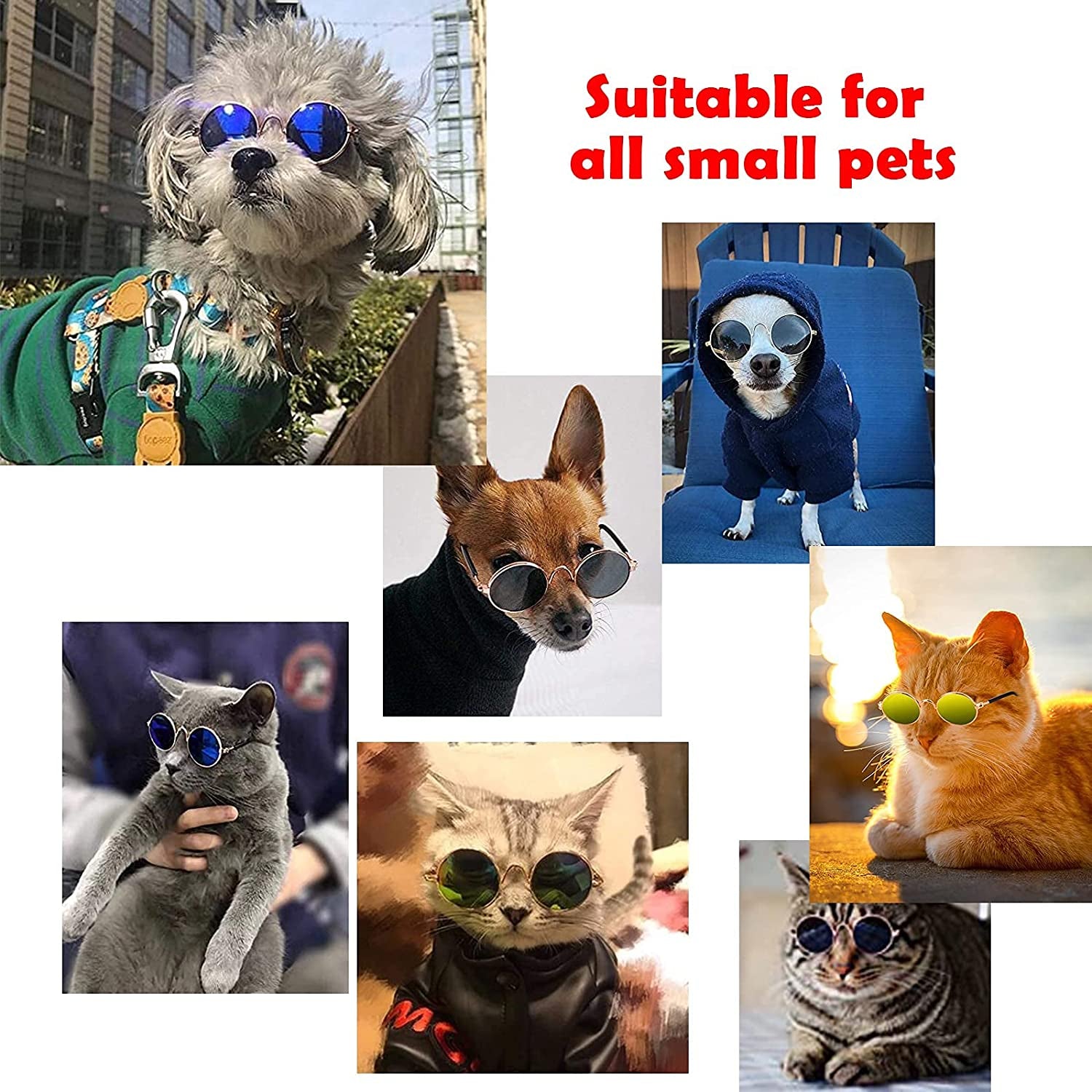 Wefash Cat Dog Sunglasses for Eye-Wear Photos Props Accessories Cosplay Glasses 3 Pieces Small Medium Cat Puppy Dog Glasses (Mix Reflective Color) Animals & Pet Supplies > Pet Supplies > Dog Supplies > Dog Apparel Wefash   