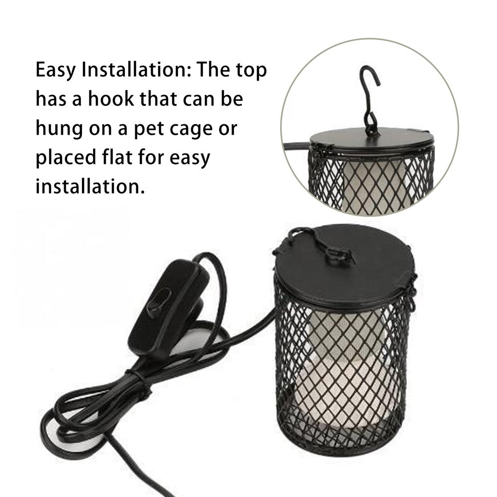 BOOBEAUTY Reptile Ceramic Heat Lamp Holder,Pet Heating Bulb Holder Lamp for Amphibian Snake Lizard Turtle with Switch Anti-Hot Cage  Boobeauty   