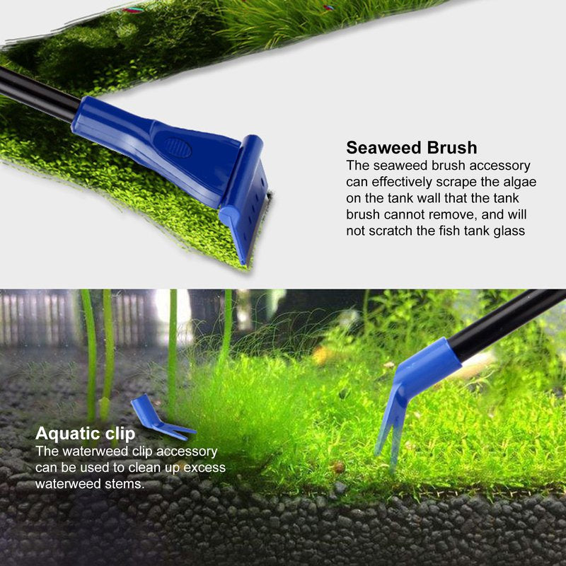 MOKEJI Aquarium Cleaning Kit,1 Set Aquarium Cleaning Kit with Long Telescopic Handle Algae Scraping 6 in 1 Fish Tank Gravel Waterweed Cleaning Tool Aquarium Supplies Animals & Pet Supplies > Pet Supplies > Fish Supplies > Aquarium Cleaning Supplies MOKEJI   