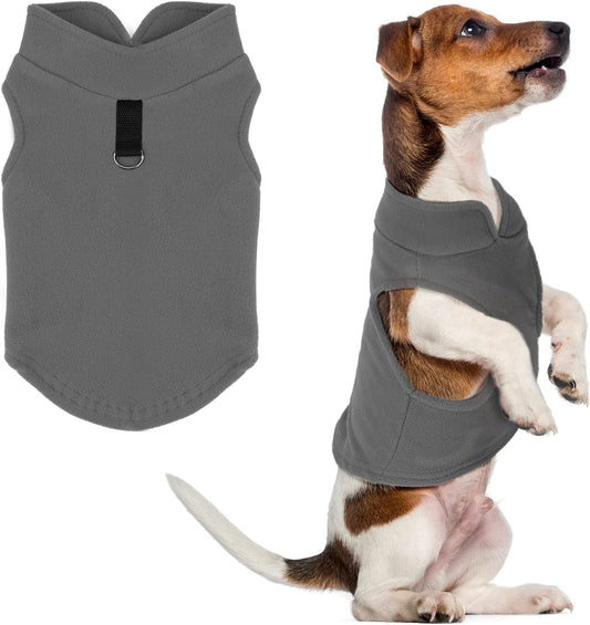 TIESOME Polar Fleece Winter Clothes Pet Vest, Dog Sweater with Leash Ring Warm Pullover Dog Jacket for Winter Dog Sweater Coat Cold Weather Pet Clothes Indoor Outdoor Use (Gray L) Animals & Pet Supplies > Pet Supplies > Dog Supplies > Dog Apparel TIESOME Gray L  