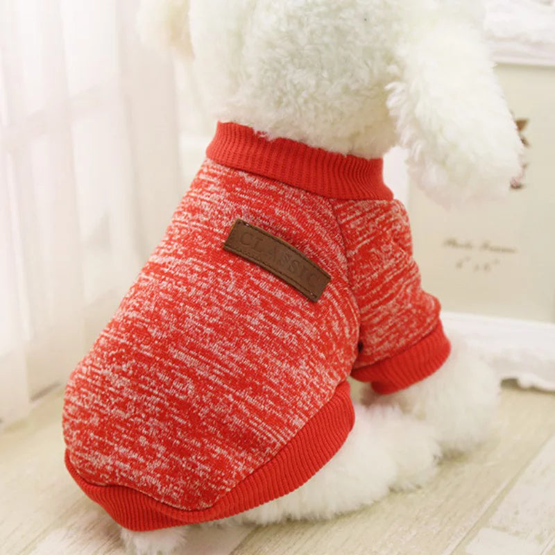 Pet Dog Sweater Chihuahua Clothes Classic Sweater Fleece Sweater Clothes Warm Sweater Winter Animals & Pet Supplies > Pet Supplies > Dog Supplies > Dog Apparel Fymall XL Red 