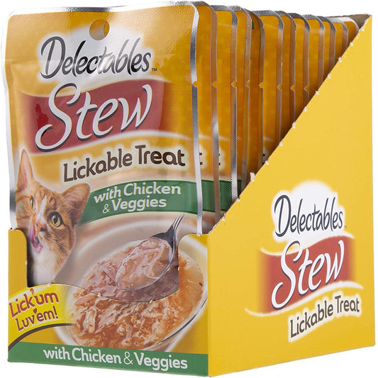 Hartz Delectables Stew Chicken & Veggies Lickable Cat Treat (Chicken & Veggies, 12 Pack)