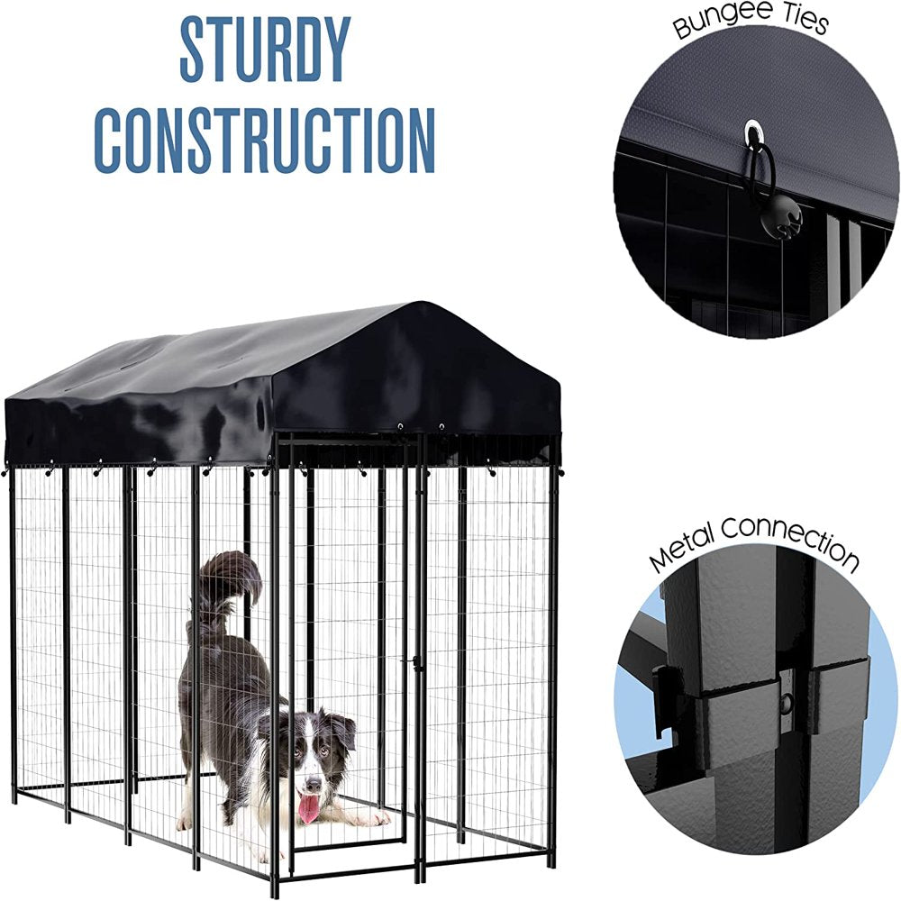X Large Metal Dog Kennel Outdoor Patio Animal Runs Crates Big Playpen Roof  Cover