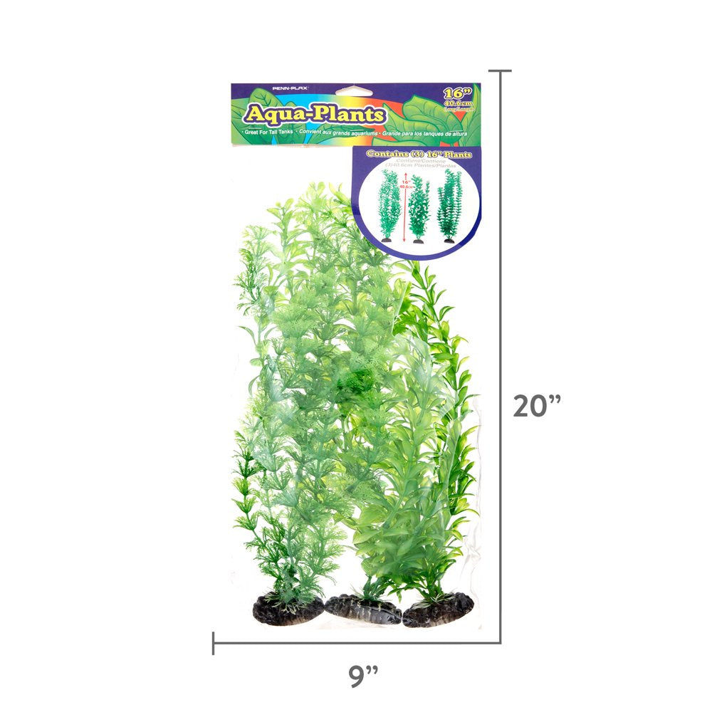 Penn-Plax Aqua-Plants Plastic Aquarium 3 Piece Plant Bundle – Green – 16” Height Animals & Pet Supplies > Pet Supplies > Fish Supplies > Aquarium Decor Penn-Plax   