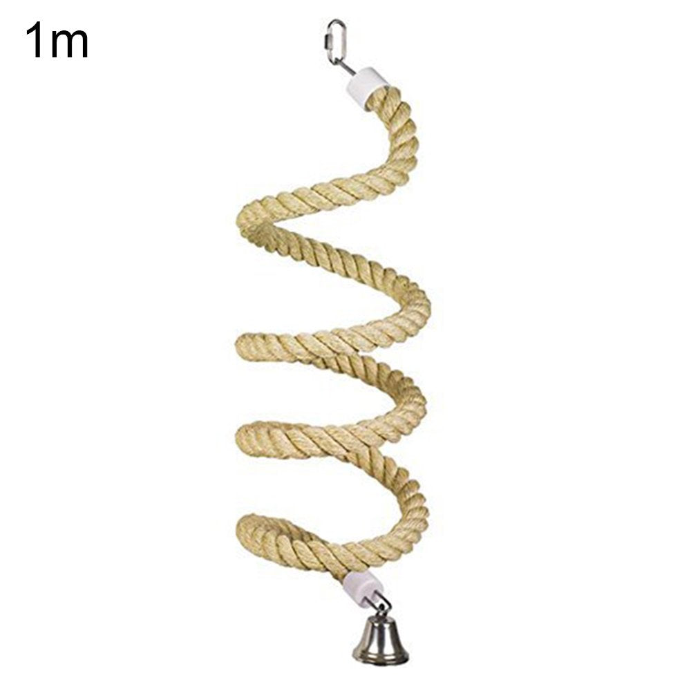 SPRING PARK Pet Bird Spiral Cotton Rope Perches with Bell Chewing Cage Hanging Swing Toy Birdcage Accessories Animals & Pet Supplies > Pet Supplies > Bird Supplies > Bird Cage Accessories SPRING PARK   