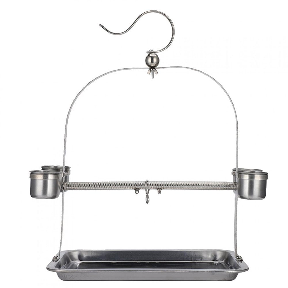 LAFGUR Bird Stand,Stainless Steel Stand,Stainless Steel Mini Stand Cage Stand Small Rack Toy Paw Grinding with 4 Feeder Cup Animals & Pet Supplies > Pet Supplies > Bird Supplies > Bird Cages & Stands LAFGUR   