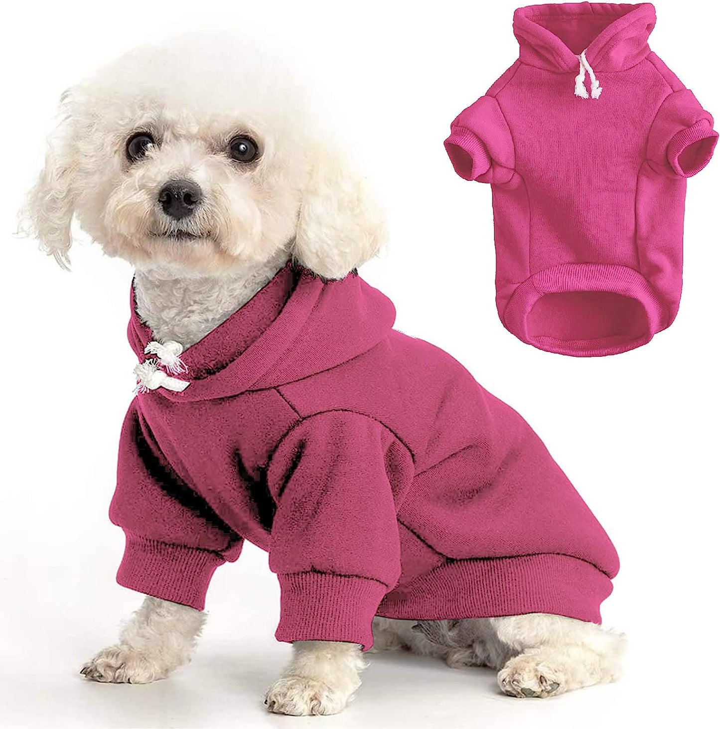 Cnarery Dog Hoodie Pet Clothes, Soft and Warm Dog Sweater with Leash Hole, Dog Winter Coat, Cold Weather Clothes for Small Medium Dogs (Medium(Chest 15 In), Pink) Animals & Pet Supplies > Pet Supplies > Dog Supplies > Dog Apparel Cnarery pink Medium(Chest 15 in) 