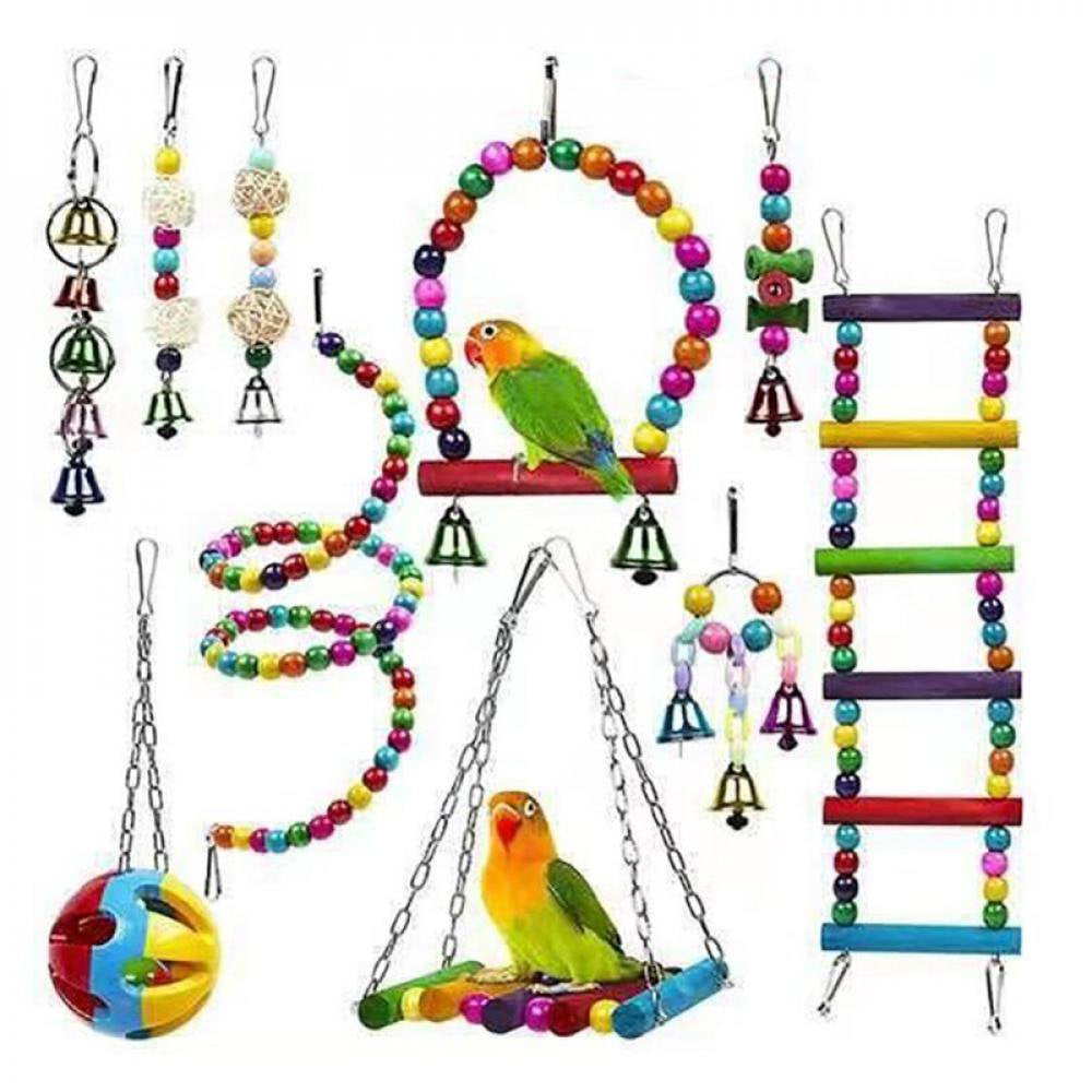 Bird Swing Chewing Toys- Parrot Hammock Bell Toys Suitable for Small Parakeets, Cockatiels, Conures, Finches,Budgie,Macaws Birdcage Accessories Animals & Pet Supplies > Pet Supplies > Bird Supplies > Bird Cage Accessories Color Profit Kids 10 Pcs  