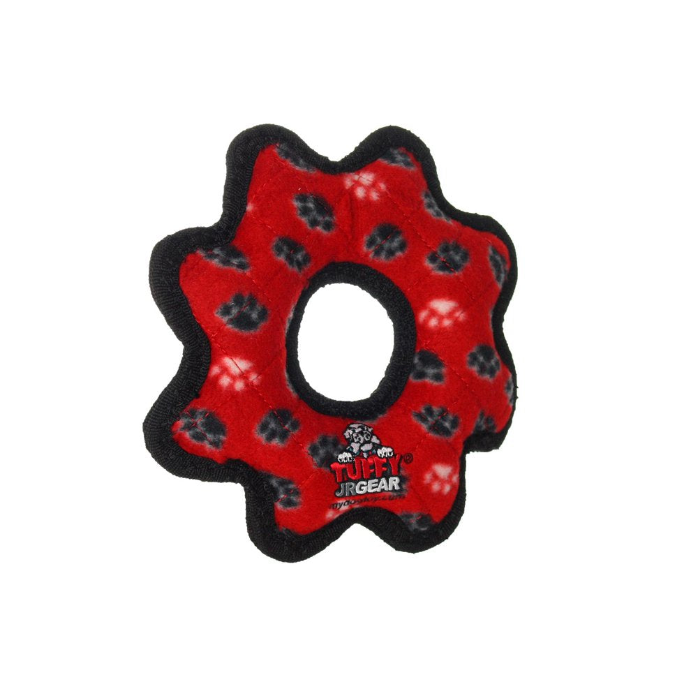 Tuffy Jr Gear Ring Red Paw Durable Dog Toy