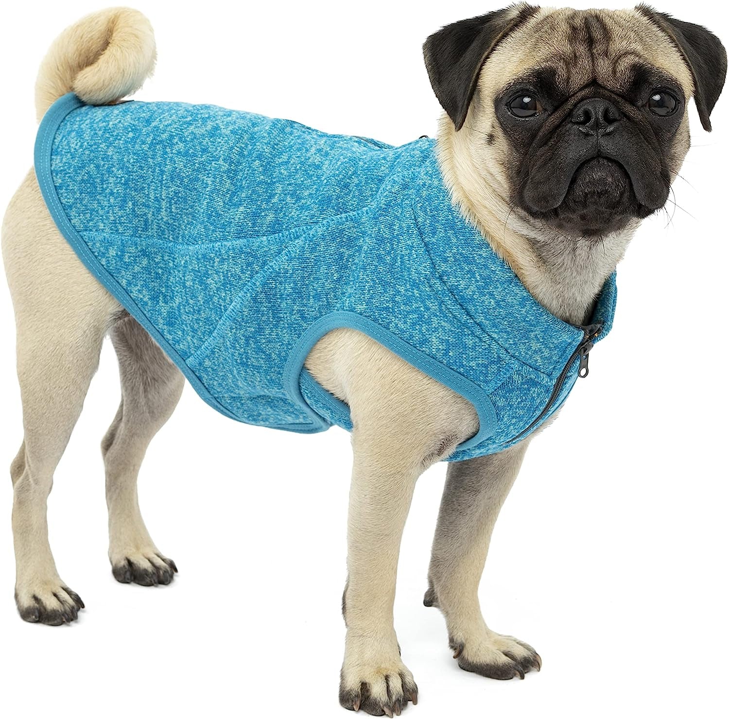 Kurgo K9 Core Dog Sweater | Year-Round Sweater for Dogs | Dog Fleece Vest | Knit Fleece Pet Jacket | Fleece Lining | Lightweight | Zipper Opening for Harness | Adjustable Neck | Black | Medium Animals & Pet Supplies > Pet Supplies > Dog Supplies > Dog Apparel Radio Systems Corporation Heather Blue Extra Small 