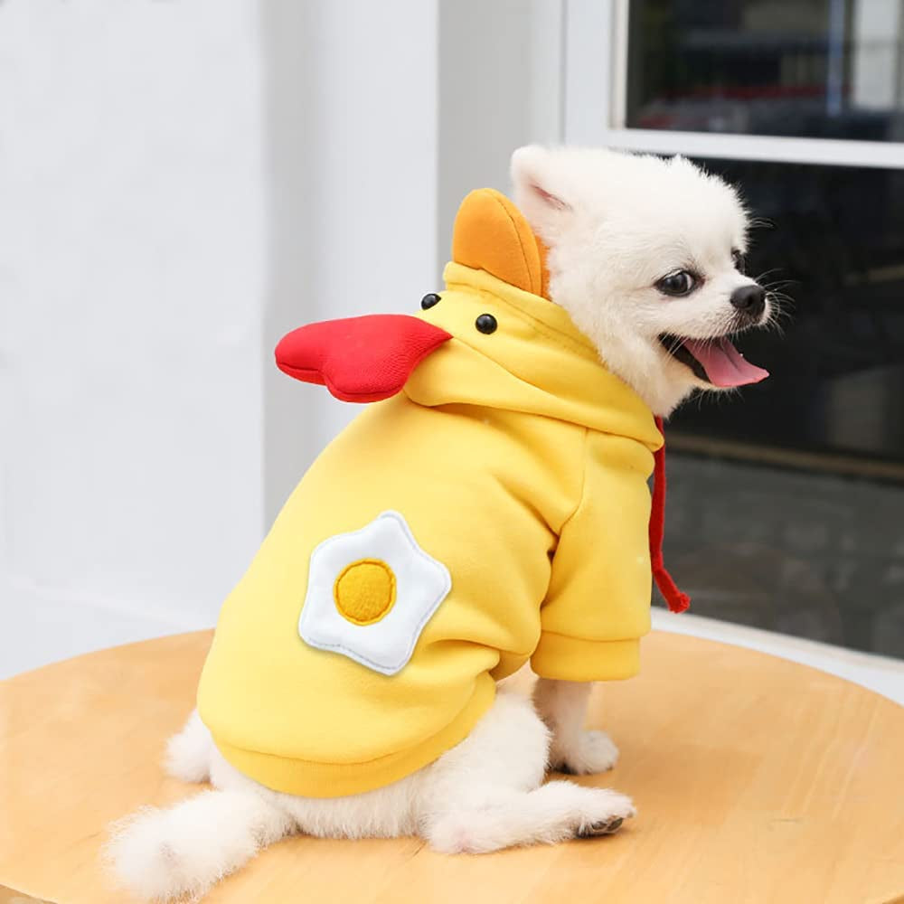 Dog Hoodie- Dog Basic Sweater Coat Cute Frog Shape Warm Jacket Pet Cold Weather Clothes Outfit Outerwear for Small Dogs Cats Puppy Small Animals（L） Animals & Pet Supplies > Pet Supplies > Dog Supplies > Dog Apparel MJEMS Yellow-01 Small 