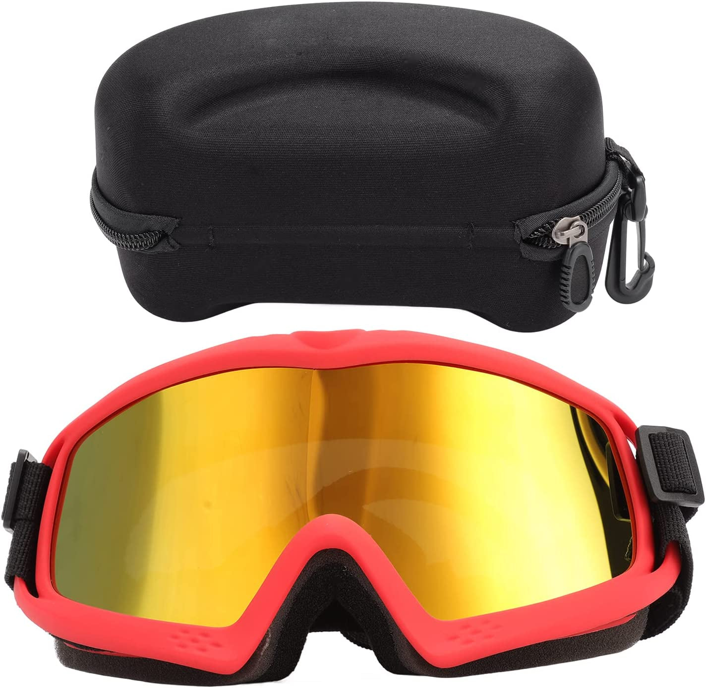 Dog Sunglasses Breathable Dog Goggles UV Protection PC Lens Windproof Dustproof for Skiing Cycling (Red Frame Red Lens) Animals & Pet Supplies > Pet Supplies > Dog Supplies > Dog Apparel Hosi   