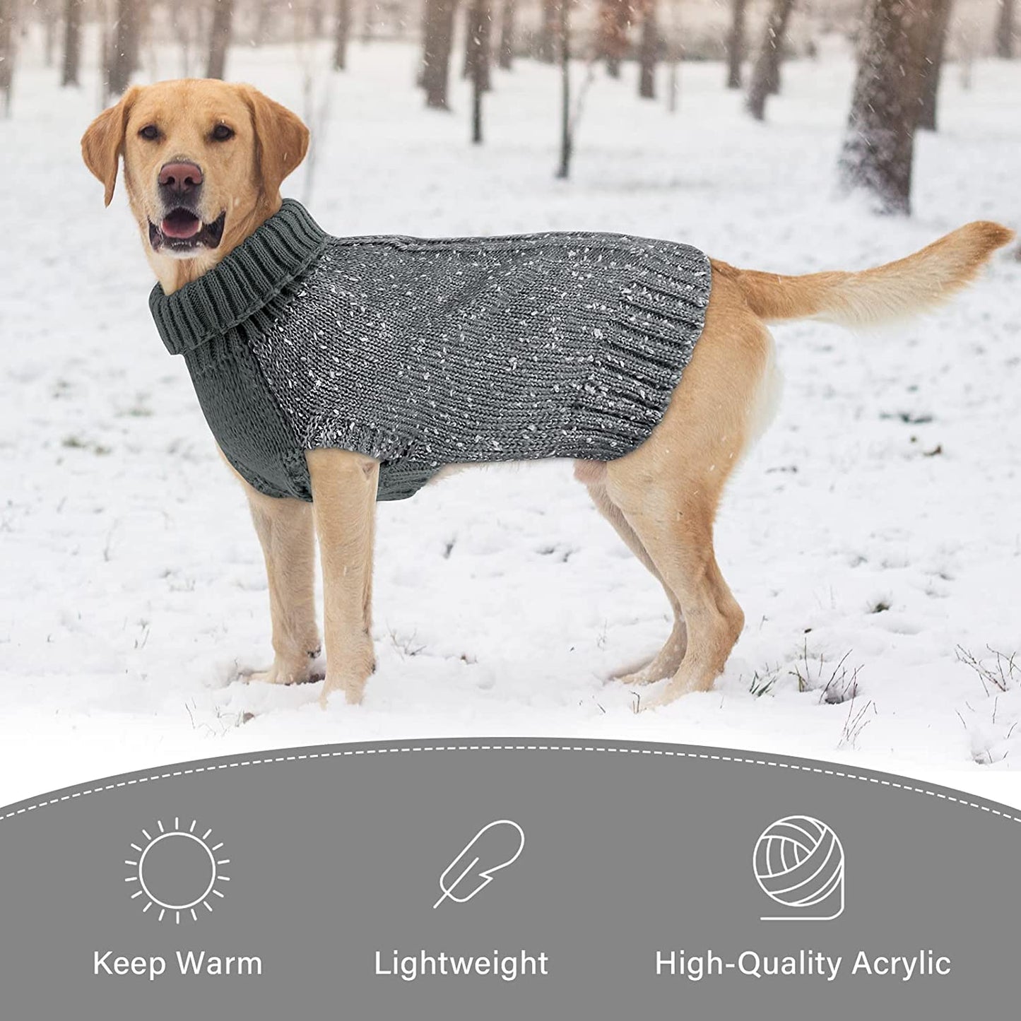 Pedgot 2 Pieces Dog Sweater Turtleneck Knitted Dog Sweater Dog Jumper Coat Warm Pet Winter Clothes Classic Cable Knit Sweater with Yarn Warm Pet Sweater for Fall Winter (Grey and Red, M) Animals & Pet Supplies > Pet Supplies > Dog Supplies > Dog Apparel Pedgot   