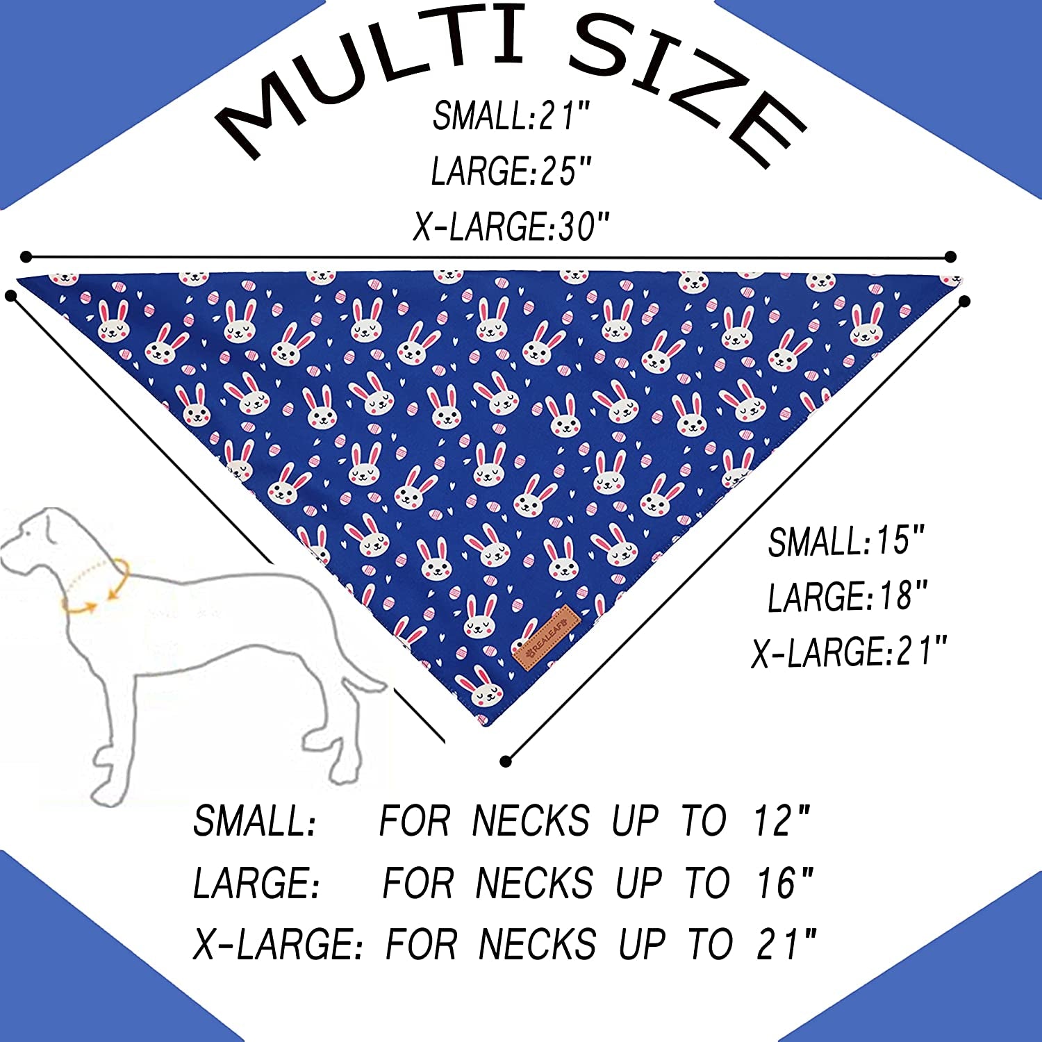 Realeaf Easter Dog Bandanas 2 Pack, Triangle Reversible Pet Scarf for Boy and Girl, Premium Durable Fabric, Multiple Sizes Offered, Bandana for Small Medium Large and Extra Large Dogs (Large) Animals & Pet Supplies > Pet Supplies > Dog Supplies > Dog Apparel Realeaf   