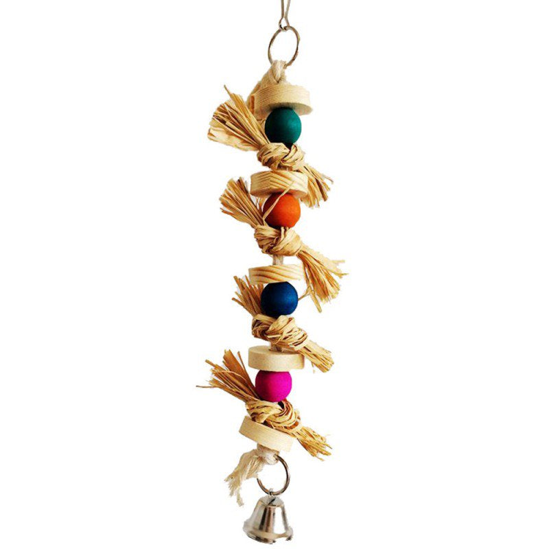 Bird Toy Parakeet Natural Wood&Straw Chewing Toy Parrot Bird Cage Swing Bites Ball Playing Pet Birds Supplies Animals & Pet Supplies > Pet Supplies > Bird Supplies > Bird Toys Ardorlove   