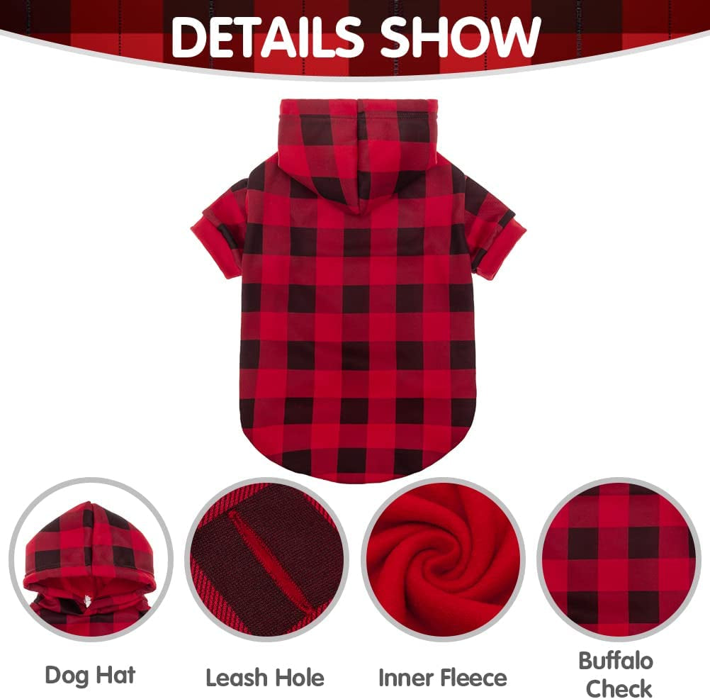 EXPAWLORER Plaid Dog Hoodie Pet Clothes - Warm Soft Dog Sweater with Windproof Hood, Dog Pajamas Sweatshirt, Fall Winter Jacket Coat for Small to Large Dogs, Ideal Gifts for Birthday Animals & Pet Supplies > Pet Supplies > Dog Supplies > Dog Apparel EXPAWLORER   