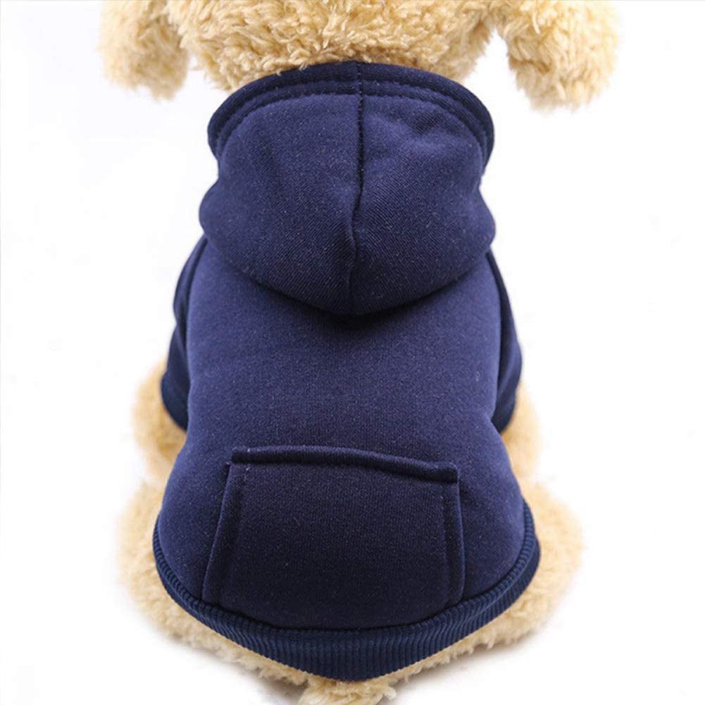 Jecikelon Winter Dog Hoodie Sweatshirts with Pockets Warm Dog Clothes for Small Dogs Chihuahua Coat Clothing Puppy Cat Custume (Medium, Orange) Animals & Pet Supplies > Pet Supplies > Dog Supplies > Dog Apparel Jecikelon Navy Large 