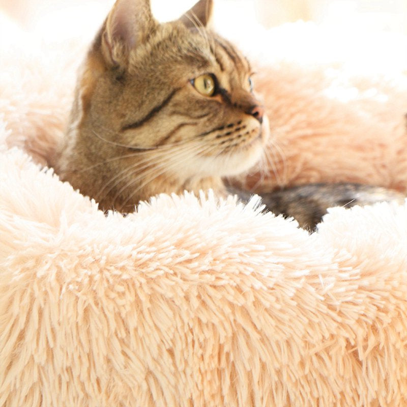 Pet Bed, Fluffy Luxe Soft Plush round Cat and Dog Bed, Donut Cat and Dog Cushion Bed, Self-Warming and Improved Sleep, Orthopedic Relief Shag Faux Fur Bed Cushion Animals & Pet Supplies > Pet Supplies > Cat Supplies > Cat Beds Vicooda   