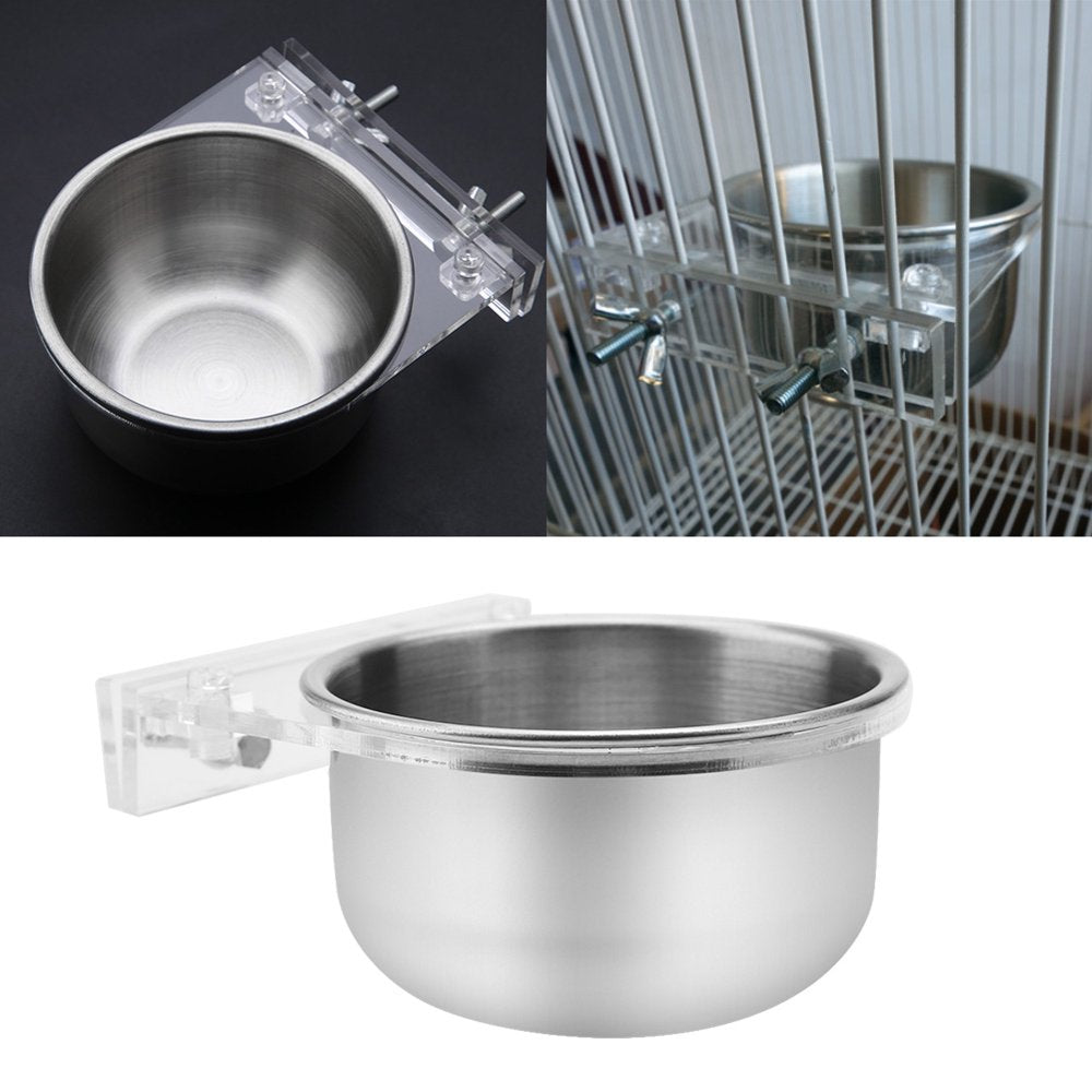 Tebru Bird Cage Food Water Feeder Bowl + Rack Parrot Parakeet Cage Accessories, Parrot Food Feeder,Bird Cage Feeder Animals & Pet Supplies > Pet Supplies > Bird Supplies > Bird Cage Accessories Tebru   