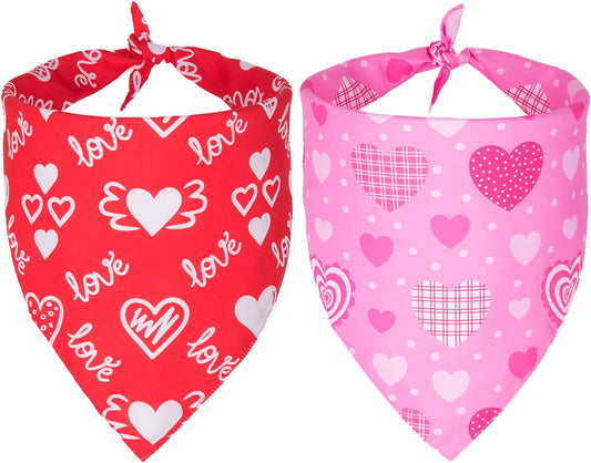 Adoggygo Valentine'S Day Dog Bandana, Multiple Sizes Offered, Reversible Triangle Dog Scarf Pet Bandana for Medium Large Dogs (Large, Red&Pink-2) Animals & Pet Supplies > Pet Supplies > Dog Supplies > Dog Apparel ADOGGYGO   