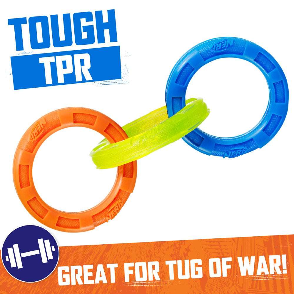 Nerf Dog Rubber 3-Ring Tuff Tug Dog Toy for Medium/Large Dogs, Lightweight Tug & Chew Toy, 10.5” Animals & Pet Supplies > Pet Supplies > Dog Supplies > Dog Toys Gramercy Products   