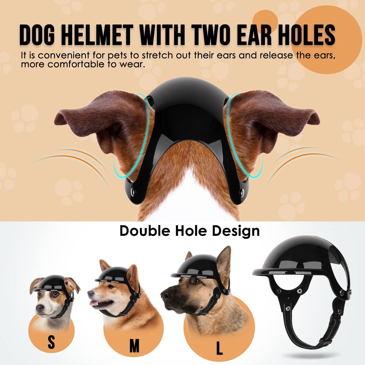 Slowton Dog Helmet and Goggles for Small Dogs - UV Protection Doggy Sunglasses Dog Glasses Pet Motorcycle Helmet Hat with Ear Holes Adjustable Belt Safety Hat for Puppy Riding (Black, Small) Animals & Pet Supplies > Pet Supplies > Dog Supplies > Dog Apparel SlowTon   