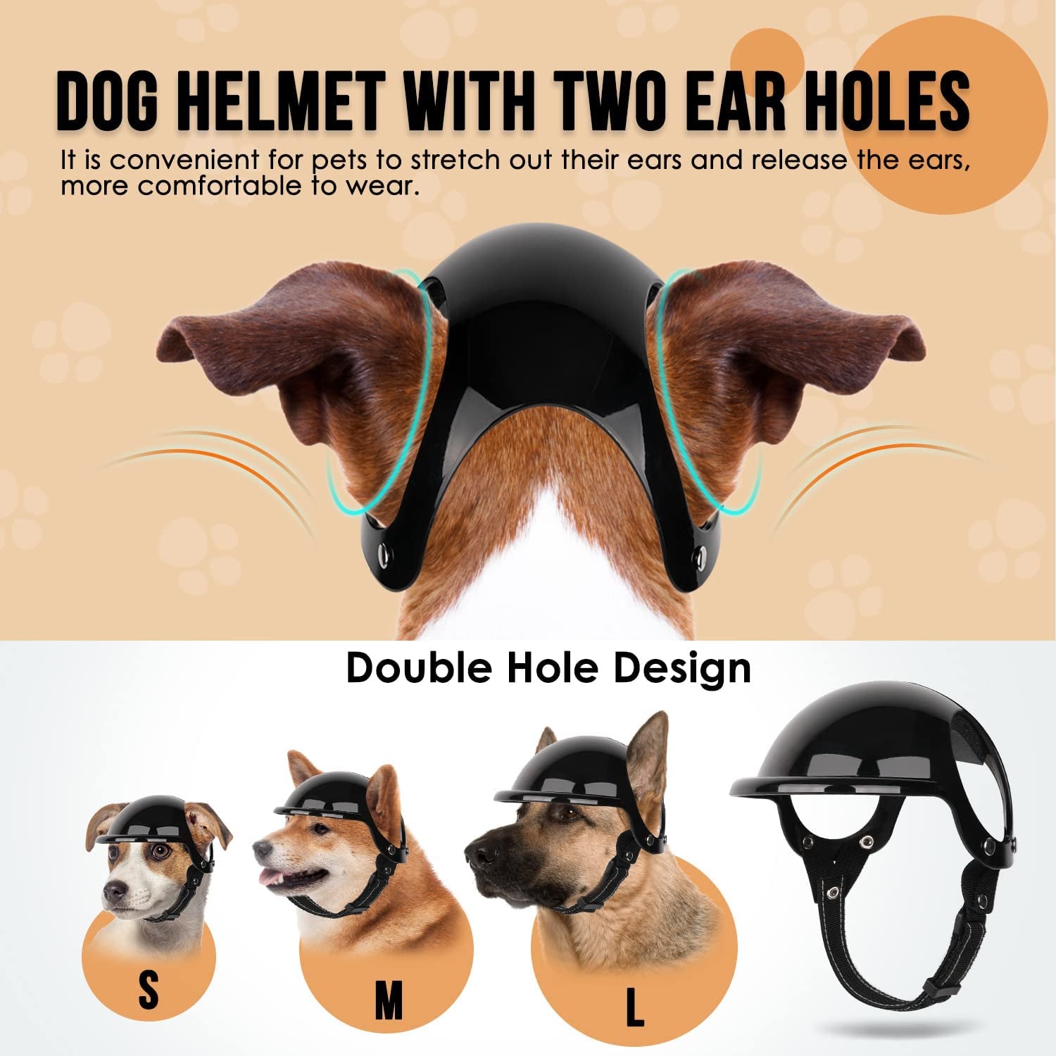 Slowton Dog Helmet and Goggles for Small Dogs - UV Protection Doggy Sunglasses Dog Glasses Pet Motorcycle Helmet Hat with Ear Holes Adjustable Belt Safety Hat for Puppy Riding (Black, Small) Animals & Pet Supplies > Pet Supplies > Dog Supplies > Dog Apparel SlowTon   