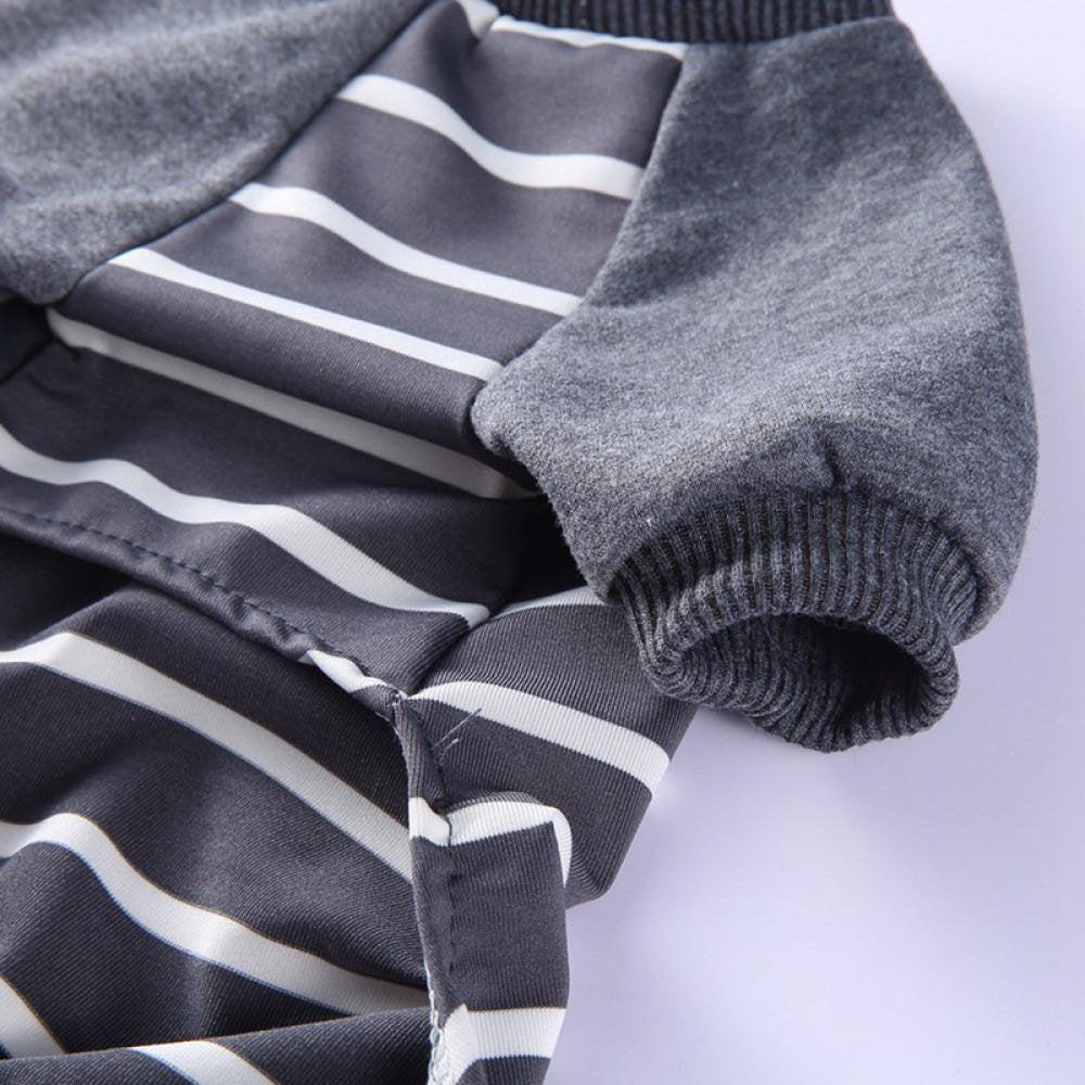 Dog Pajamas Striped Pet Jumpsuits Cotton Dog Onesies Long Sleeves Pet Pajamas Cute Dog Apparels Soft Pet Clothes for Puppy Small Dogs (Gray,Xs) Animals & Pet Supplies > Pet Supplies > Dog Supplies > Dog Apparel Dcastle   