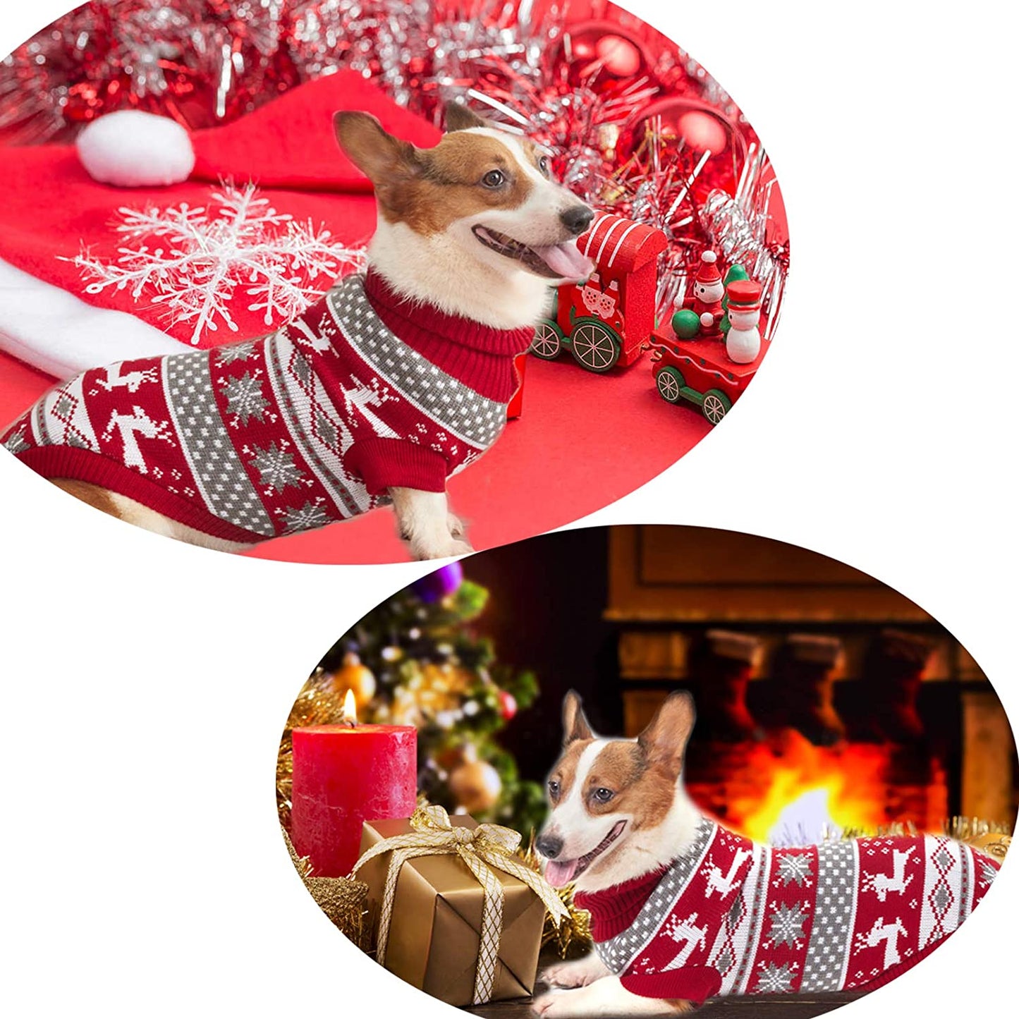 ZIFEIPET Dog Christmas Sweater Cute Reindeer Snowflake Knit Sweater Pet Holiday Cloth Soft Warm Turtleneck Knitwear for Large Dogs Animals & Pet Supplies > Pet Supplies > Dog Supplies > Dog Apparel JIACHONG   