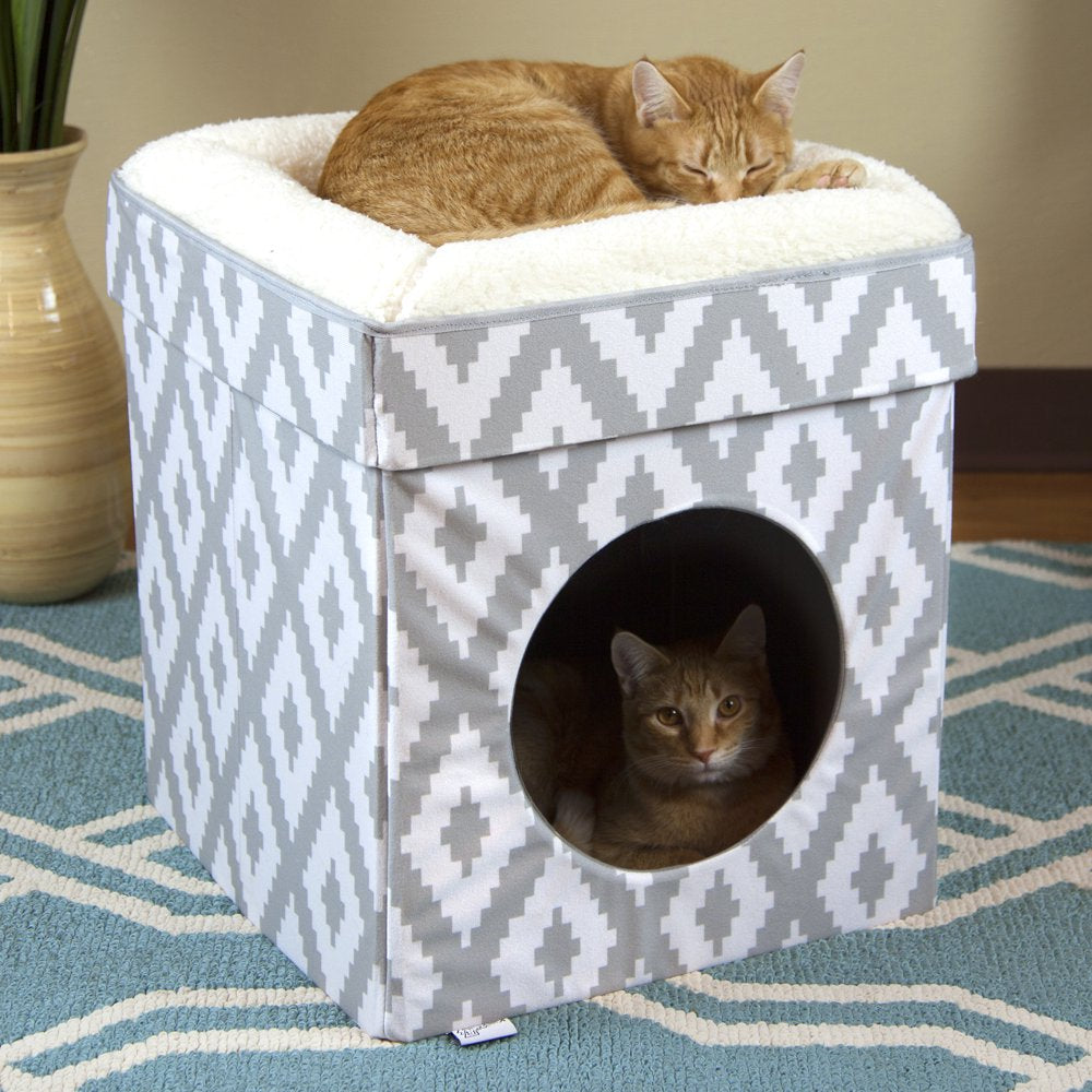 Kitty City Large Cat Bed, Stackable Cat Cube, Indoor Cat Condo and House, Gray, 19-In Animals & Pet Supplies > Pet Supplies > Cat Supplies > Cat Beds Sport Pet   