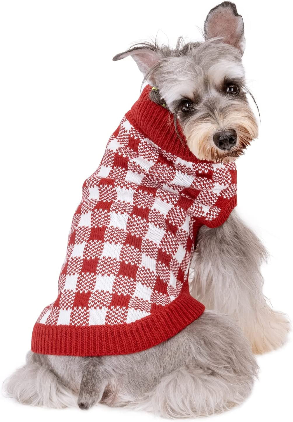 Dog Sweater, Nobleza Turtleneck Thick Knitted Cat Sweater with Classic Plaid Pattern, Warm & Soft Dog Christmas Outfit for Small Medium Large Dogs Puppies Cats Animals & Pet Supplies > Pet Supplies > Dog Supplies > Dog Apparel Nobleza Plaid Large 