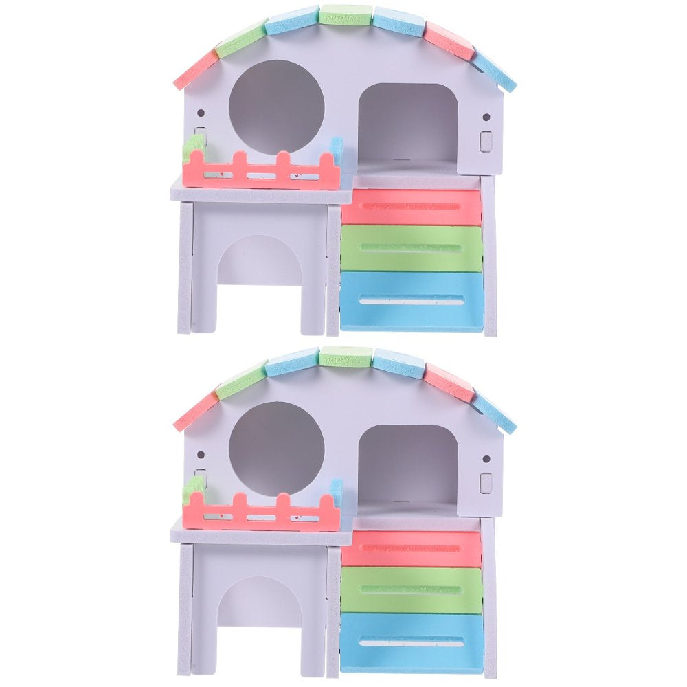 Frcolor Hamster Wooden House Hideout Villa Cabin Rabbit Hut Play Habitat Homes Cages Animal Sleeping Small Pet Wood Castle Rat Animals & Pet Supplies > Pet Supplies > Small Animal Supplies > Small Animal Habitats & Cages FRCOLOR   