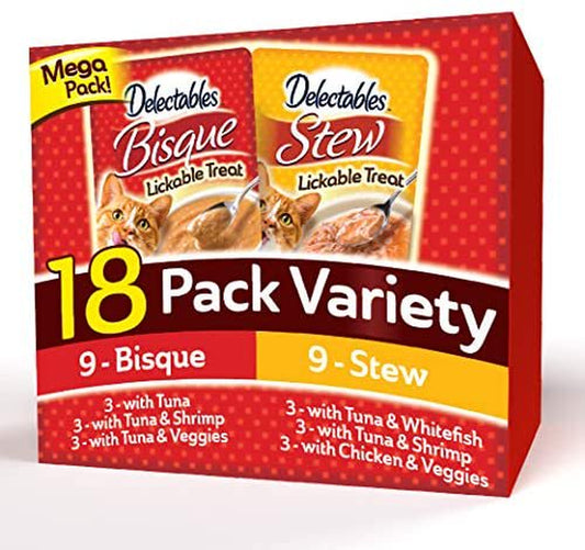 Hartz Delectables Stew & Bisque Lickable Wet Cat Treats for Adult & Senior Cats, Variety, 18 Count Animals & Pet Supplies > Pet Supplies > Cat Supplies > Cat Treats Bolanlay LLC   