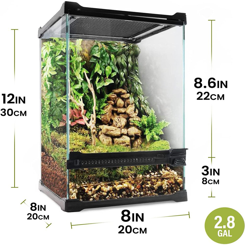 FSROLTPI Reptile Tall Glass Terrarium, Vertical Tank Starter Kit, 8X8X12In Mini Front Open Door Cage, Full View Screen Habitat Ventilation Enclosure for Small Chameleon Snake Lizard Animals & Pet Supplies > Pet Supplies > Reptile & Amphibian Supplies > Reptile & Amphibian Substrates FSROLTPI   